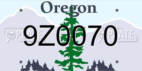 9Z0070 Oregon License Plate