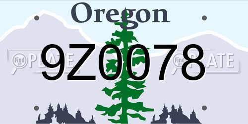 9Z0078 Oregon License Plate