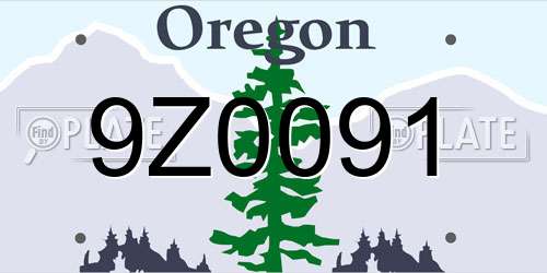 9Z0091 Oregon License Plate