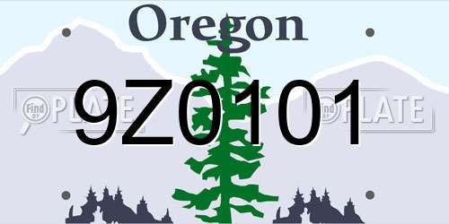 9Z0101 Oregon License Plate