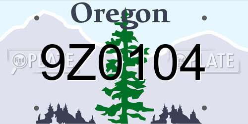 9Z0104 Oregon License Plate