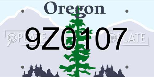 9Z0107 Oregon License Plate