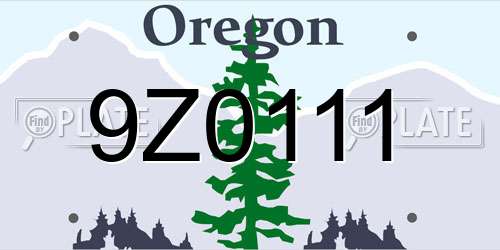 9Z0111 Oregon License Plate