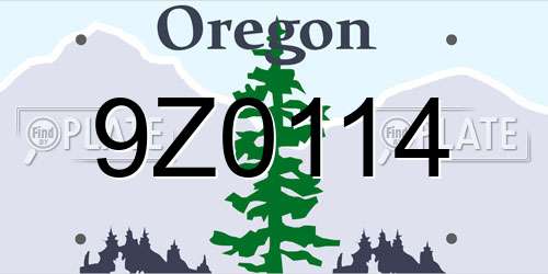 9Z0114 Oregon License Plate