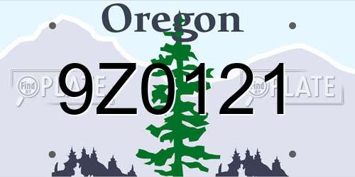 9Z0121 Oregon License Plate