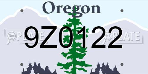 9Z0122 Oregon License Plate