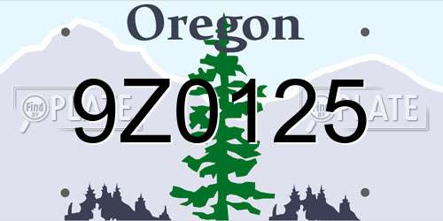 9Z0125 Oregon License Plate