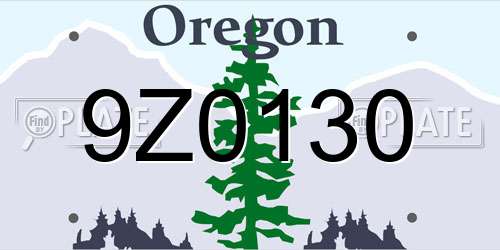 9Z0130 Oregon License Plate