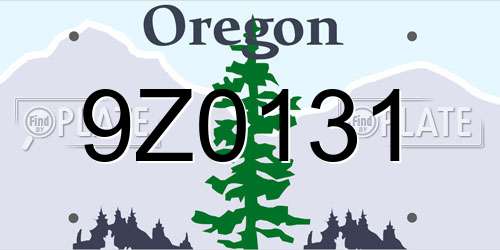 9Z0131 Oregon License Plate