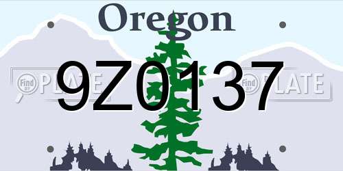 9Z0137 Oregon License Plate