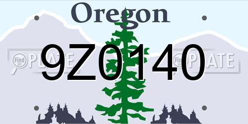 9Z0140 Oregon License Plate