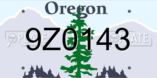 9Z0143 Oregon License Plate