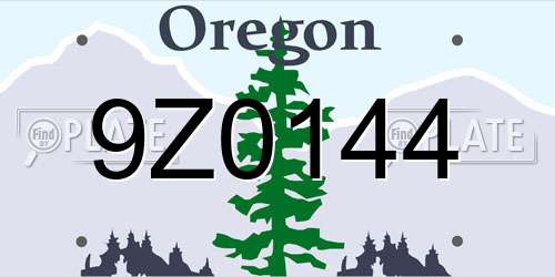 9Z0144 Oregon License Plate