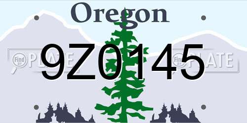 9Z0145 Oregon License Plate