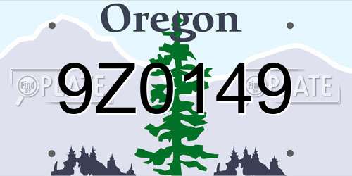 9Z0149 Oregon License Plate
