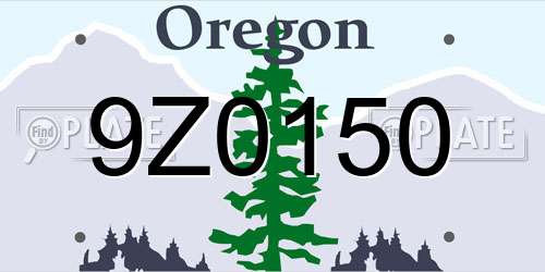 9Z0150 Oregon License Plate