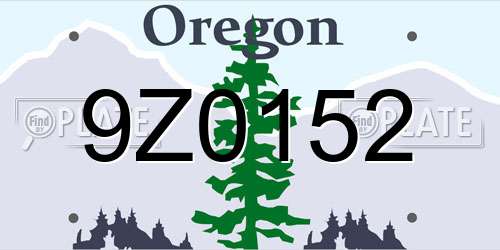 9Z0152 Oregon License Plate