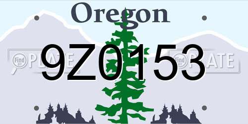 9Z0153 Oregon License Plate