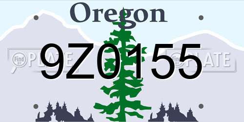 9Z0155 Oregon License Plate