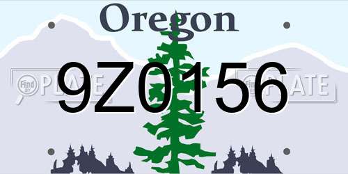 9Z0156 Oregon License Plate