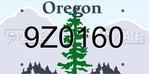 9Z0160 Oregon License Plate
