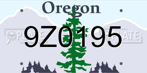 9Z0195 Oregon License Plate