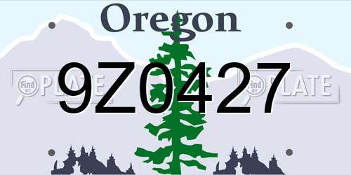 9Z0427 Oregon License Plate