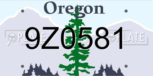 9Z0581 Oregon License Plate