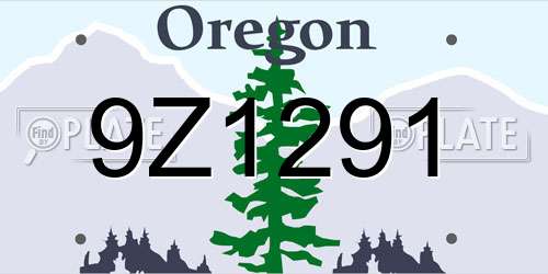 9Z1291 Oregon License Plate