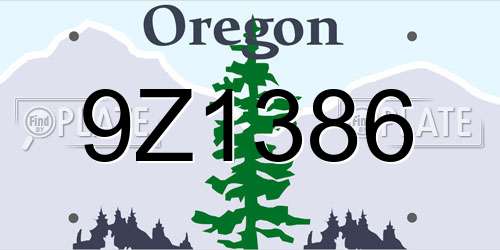 9Z1386 Oregon License Plate