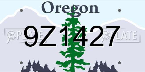 9Z1427 Oregon License Plate