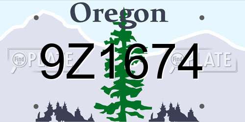 9Z1674 Oregon License Plate