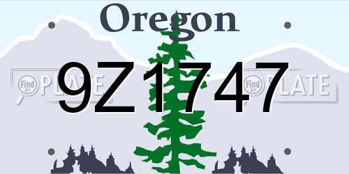 9Z1747 Oregon License Plate