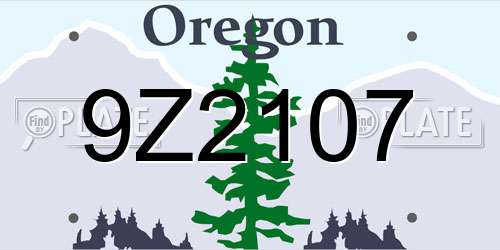 9Z2107 Oregon License Plate