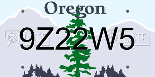 9Z22W5 Oregon License Plate