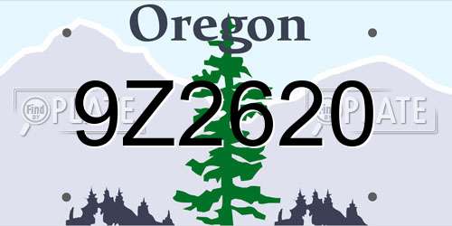 9Z2620 Oregon License Plate