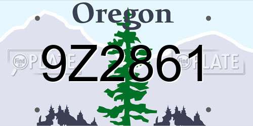 9Z2861 Oregon License Plate