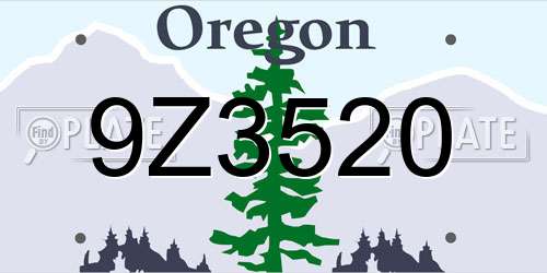 9Z3520 Oregon License Plate