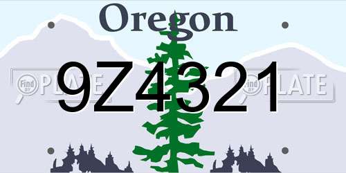 9Z4321 Oregon License Plate