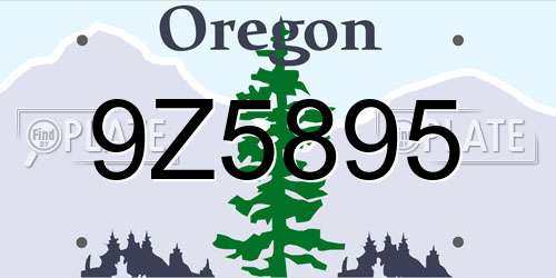 9Z5895 Oregon License Plate