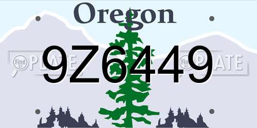 9Z6449 Oregon License Plate