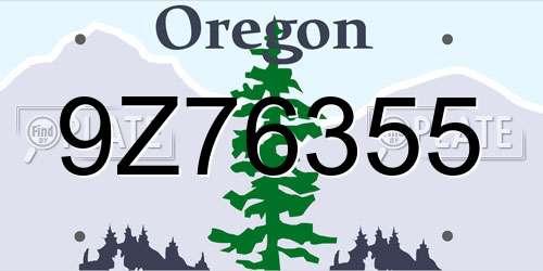 9Z76355 Oregon License Plate