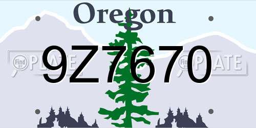 9Z7670 Oregon License Plate