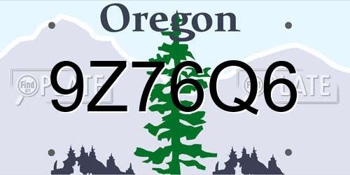 9Z76Q6 Oregon License Plate