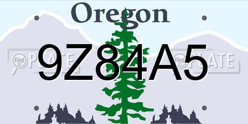 9Z84A5 Oregon License Plate