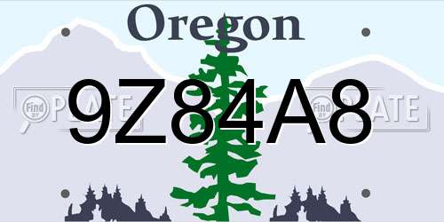 9Z84A8 Oregon License Plate