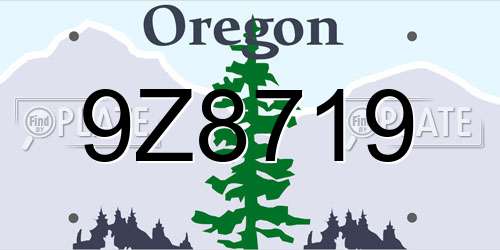 9Z8719 Oregon License Plate