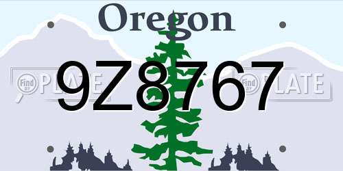 9Z8767 Oregon License Plate