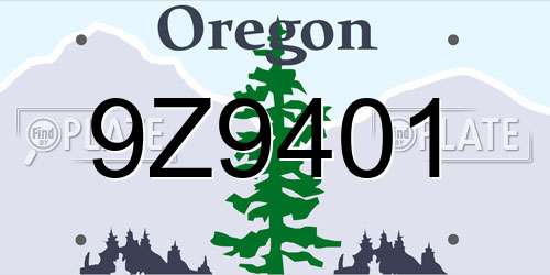9Z9401 Oregon License Plate