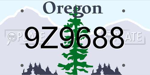 9Z9688 Oregon License Plate
